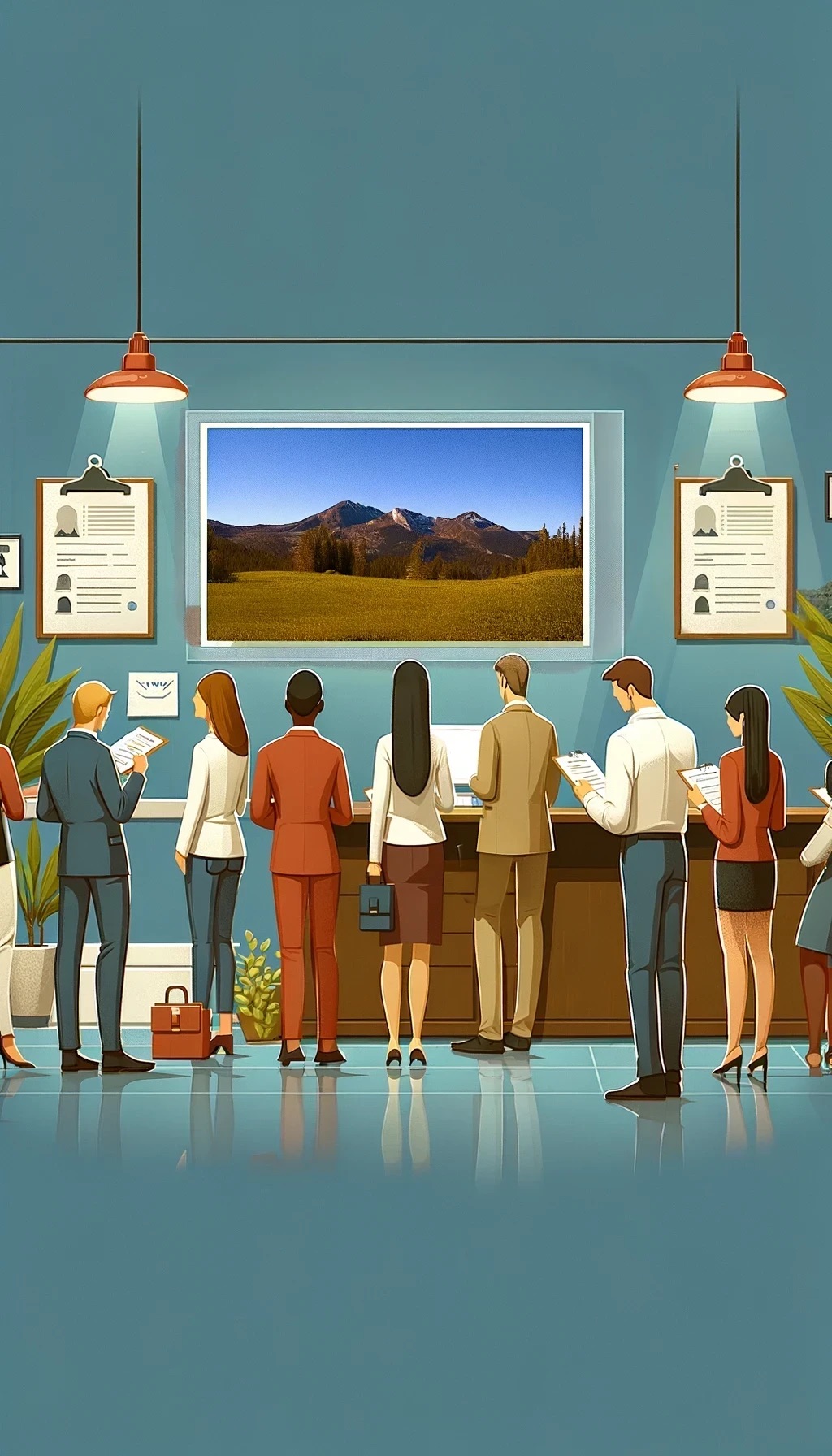 Responsive image of potential job applicants gathering.